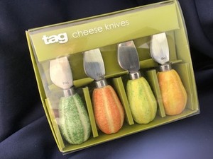 TAG SUMMER GET TOGETHERS melon stainless steel CHEESE KNIFE SET of 4 NEW in BOX!