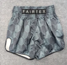 Fairtex Muay Thai Shorts Mens Large Athletic Martial Arts MMA UFC Gray Geometric