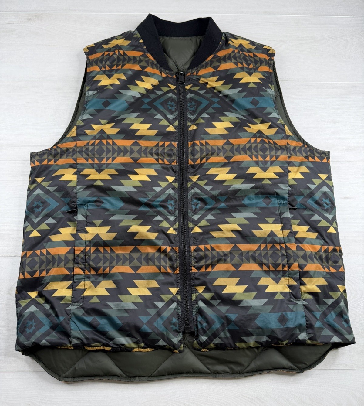 Pendleton Down Puffer Vest Aztec Print Reversible… - image 1