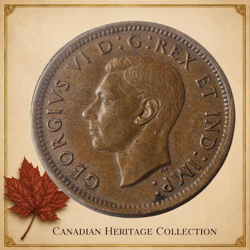 1939 Canada 1 Cent King George VI Canadian Penny – Historic Bronze Cent – WWII