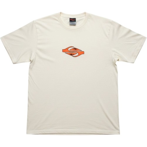 Quiksilver Mens Either Way SS Graphic Tee Shirt Cream Medium NEW