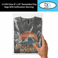 10000 8x10 Self Seal Suffocation Warning Clear Poly Bags 1.5 Mil Free Shipping