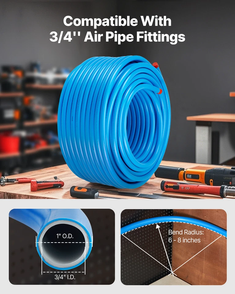 Uimoso Air Compressor Line Kit 3/4'' x 300FT HDPE/Aluminum Air Piping System - Image 3 of 4