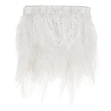 Rooster Feather Trim Fringe, 2 Yards 3-5" Fluffy Feather [White]