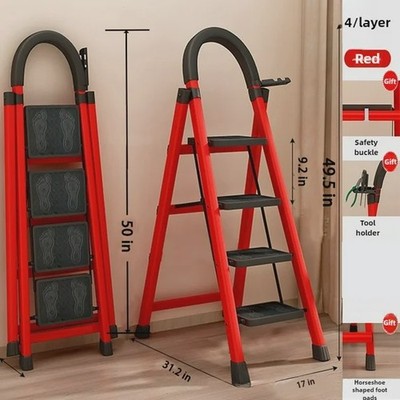 WOWDVOV 4-Step Ladder,Folding Ladder Stool, Widened Anti-Slip Step Pad, 350-Poun