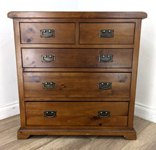CHEST OF DRAWERS Pine Classic 5 Drawer 2 Over 3 Metal Hoop Handles FREE DELIVERY
