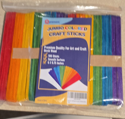HighCraft Jumbo Colored Craft Sticks 6 x 3/4 in Smooth Surface
