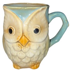 Coffee Mug Burton  Burton Blue Green Owl Porcelain Tea Coffee Mug