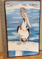 Young's Inc. Metal Wall Plaque Pelican Sign Design 18"x 11"