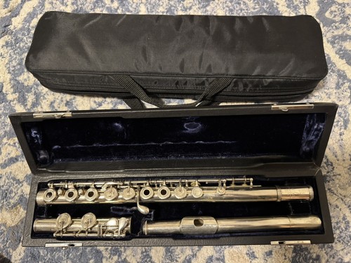 YAMAHA YFL-61 pro solid silver flute inline G, down to low C
