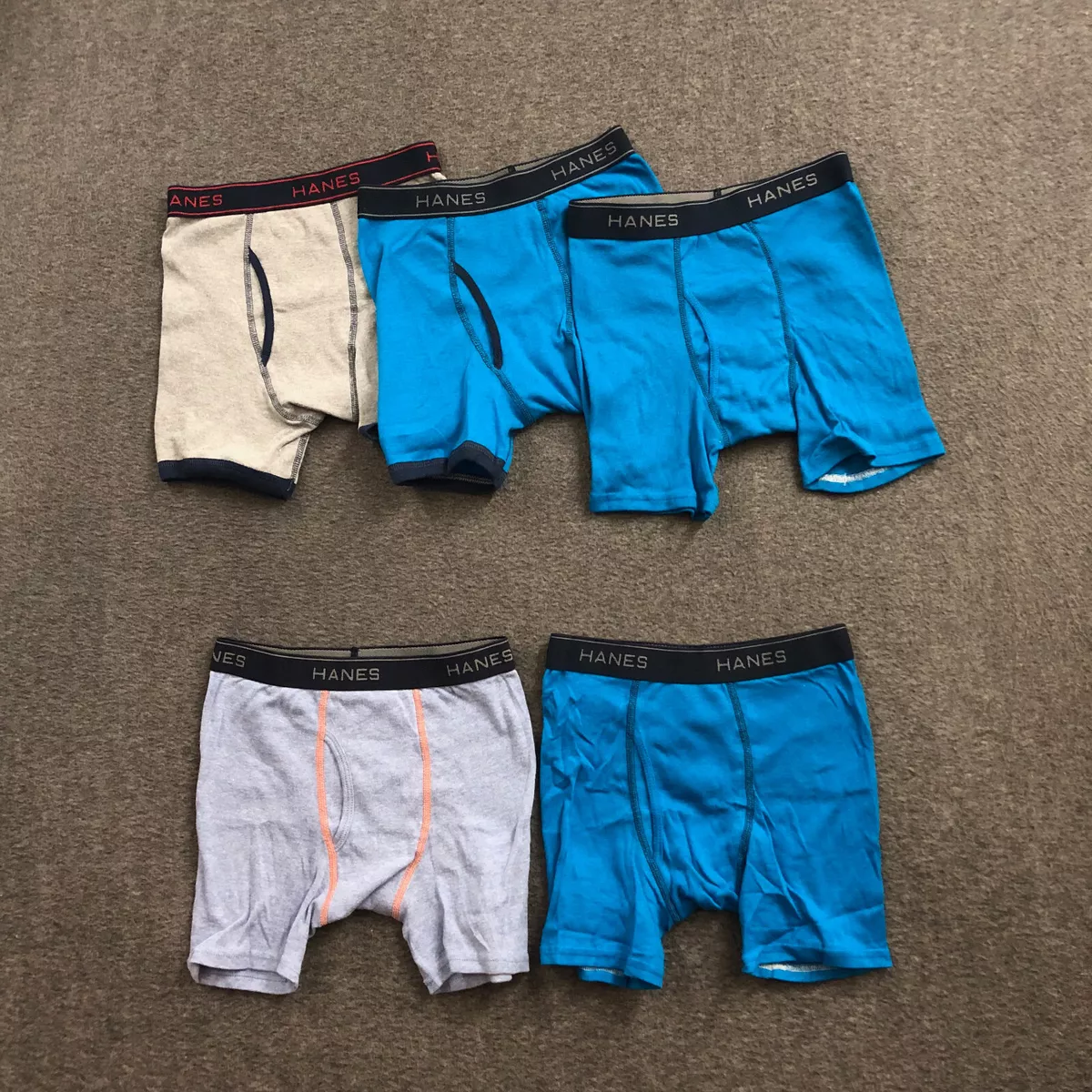 5 PACK Hanes Boys Assorted Boxer Briefs Underwear Multicolor Size Large  NWOT