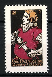 Reklamemarke Deutschnationaler Verein f. Österreich, Knappe mit Schwert 