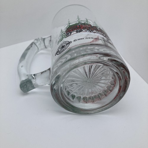 Budweiser Beer Clydesdales Glass Mug Holiday Stein Collectible 1992 Anheuser - Picture 6 of 11