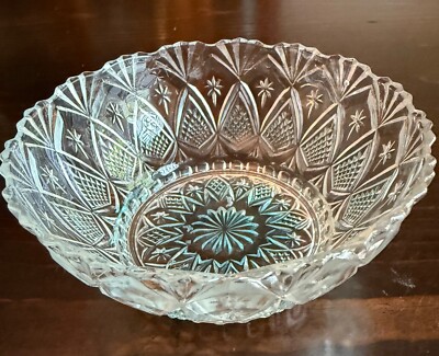 Vintage 5'' Blue Tint Glass Pineapple and Stars Pattern Dish, Hard to Find