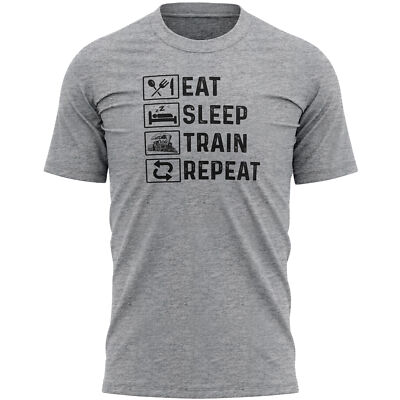 Eat Sleep Train Repeat Herren T-Shirt Him Steam Trains Eisenbahn Vatertag Geschenk