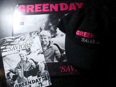 GREEN DAY SAVIORS PROMO SET HAT LP  RECORD BOOKLET