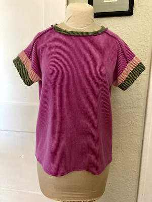 7th Ray Ribbed Colorblock Shirt Super Comfy Sz. S