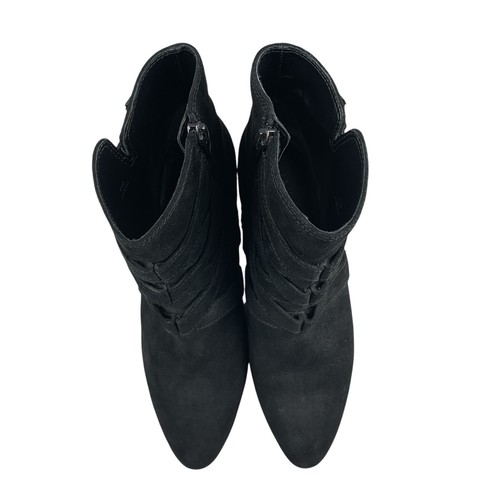 Enzo Angiolini Women's Misoa Ankle Booties 6.5 M Black Suede Buckle Block Heel - Picture 3 of 13