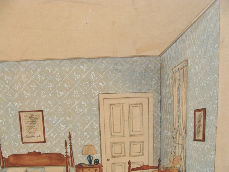 Dormitorio interior arte popular original del siglo XIX con pintura Foto 4 de 4