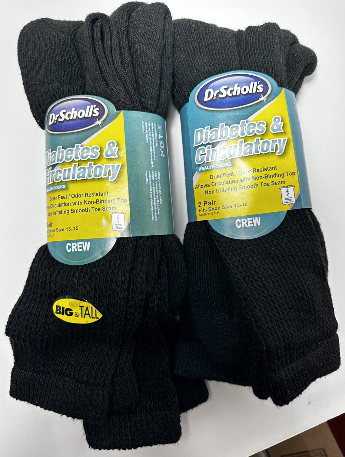 Dr Scholls Men's Big and Tall Diabetic Circulatory Crew Socks 4 Pair