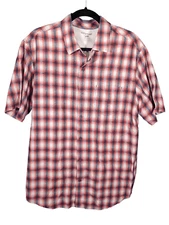 Horny Toad Red Organic Cotton Short Sleeve Button Down Plaid  Men's Large
