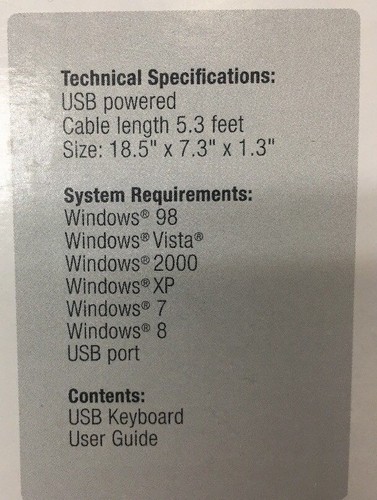 TARGUS USB Wired Keyboard AKB30US New in Box - Picture 4 of 4