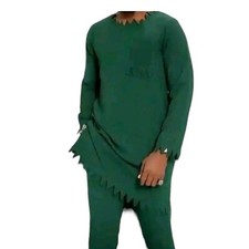 African Men 2 Piece Set Kaftan Shirt Pants Embroidered Danshiki Traditional Suit