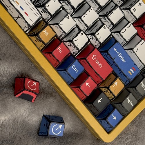 PBT Comic Style Keycaps Cherry Profile Complete Set 136 Keys Keycaps Suitabl _xa - Photo 6/15