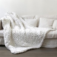 Boho Chunky Knit Blanket Hand Made Throw Home Decor