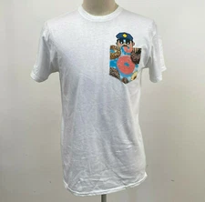A-Lab Men's Pocket T-Shirt Officer Sprinkles White Size M NEW Cop Donut