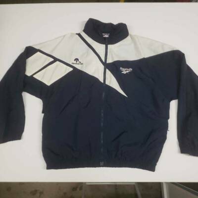 Reebok Mens Windbreaker Jacket Blue The Claremont Club Zip Up Mock Neck Pocket M