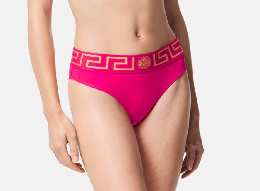 【関税込み】Versace Underwear スイムショーツ Versace Women's Flamingo Pink Swim Brief Bikini Versace Sz 3