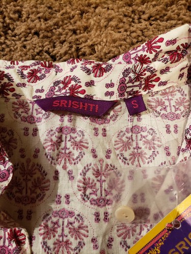 NWT SRISHTI Dress Size S Small Red/ Burgundy/ Ivory Boho India Floral Print NEW - Foto 8 di 11