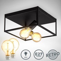 Deckenleuchte Vintage Schwarz Metall Deckenlampe Industrie Retro Draht E27 KäFig