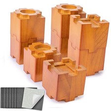 8-Pack Brown Wood Stackable Furniture Risers 3.5 or 7 inch Lift Heights