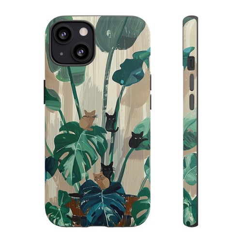 Phone-Ink iPhone, Pixel, Samsung Galaxy Case - Monstera Green Plant Cats - 第 66/191 張圖片