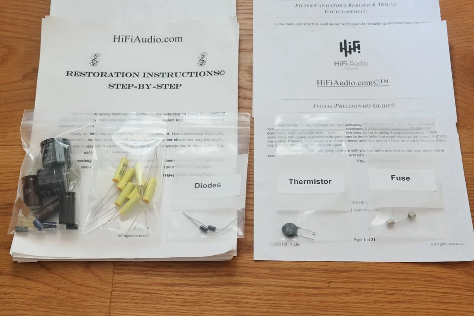 EICO HF-87 Amp Restauración Recapitulación Reparación Actualización Reconstrucción Kit Filtro Condensador Foto 4 de 4