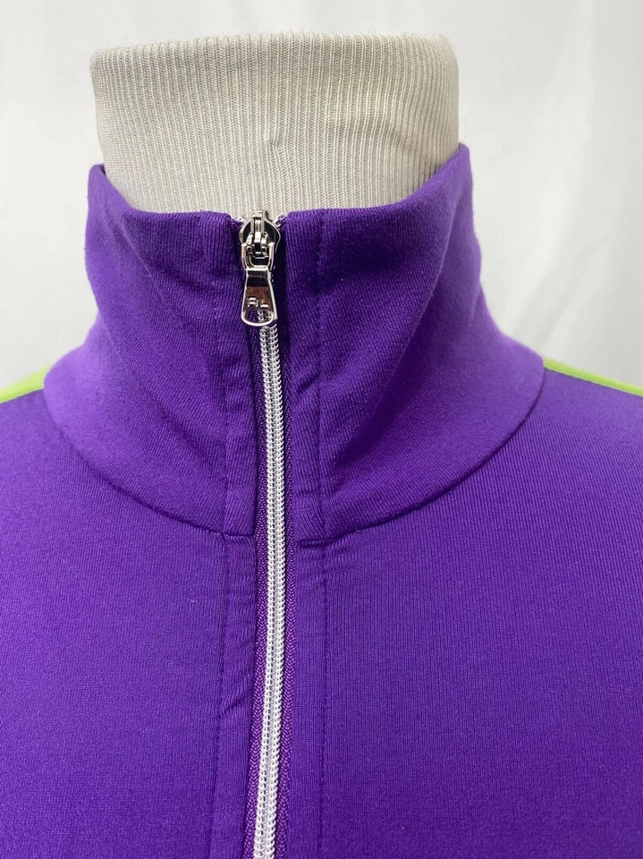 女士小号高尔夫衬衫 Ralph Lauren 紫色和黄色运动半拉链 — 第 3/4 张图片