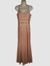  750 Badgley Mischka Women's Pink Sequin Sleeveless Gown Dress Size 12