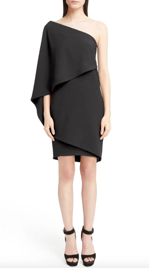 Abito da donna Givenchy L32017 nero elasticizzato mantello cady taglia 40 FR