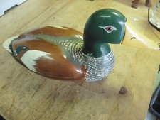 Vintage Mallard Duck wood glass eye hand carved made in USA