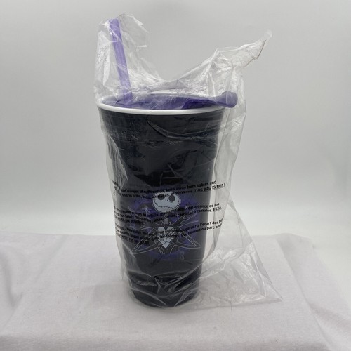 Nightmare Before Christmas Wonderful Tumbler 32 Oz Cup With Straw Black Purple