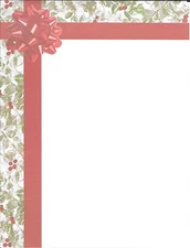 Red Bow & Holly Letter Size Designer Computer Paper - 17 sheets - Partial Pack