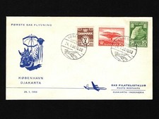 OPC 1958 Denmark Copenhagen SAS 1st Flight to Jakarta Indonesia 41627