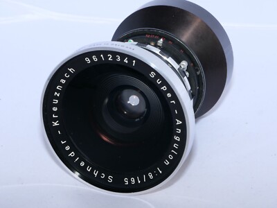 Schneider Super Angulon 165mm f8 Wide-Angle Lens. Covers Schneider Super Angulon 165mm f8 Wide-Angle Lens. Covers