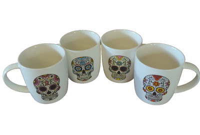 Sugar Skulls Day of the Dead dia de los muertos Soho Loft Mug Cup 12oz Set of 4