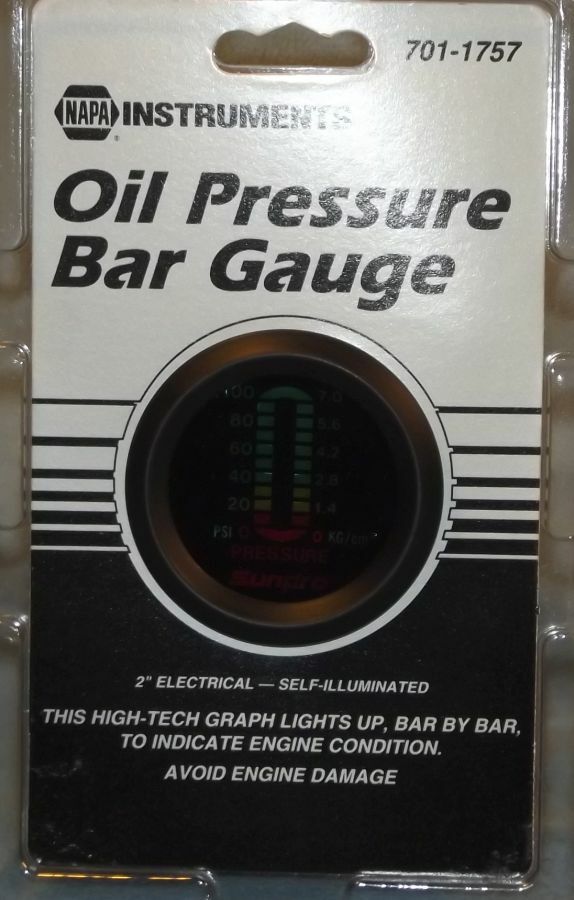 Sunpro Brand /NAPA Instruments 2 Inch Bar Gauge Oil pressure 7011757