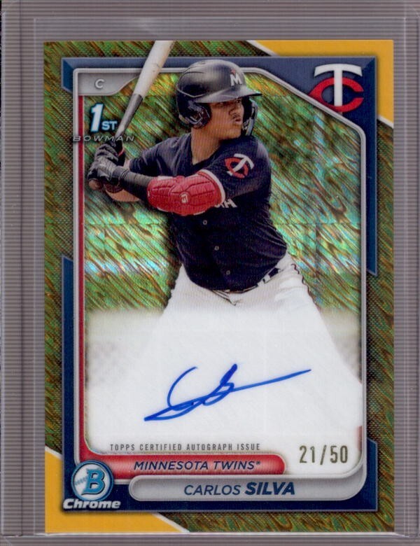 CARLOS SILVA 2024 Bowman Chrome 1st Gold Shimmer Refractor Autograph Auto #21/50