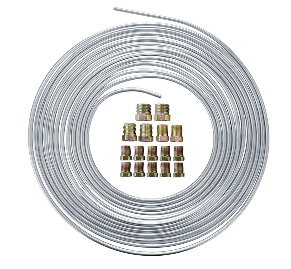 2X Zinc Nickel Brake Line Tubing Kit 3/16" 1/4" OD 25FT Coil Rolls With Fittings - Image 4 of 4