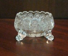 Bohemian Czech Crystal 4.5" Footed Bowl Hand Cut Queen Lace 24 Lead Glass